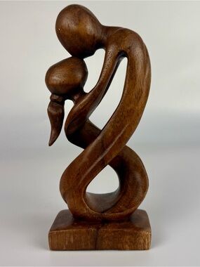 Hugging Couple Abstract figurine, Modern Art, Handcrafted wood carving Love Gift